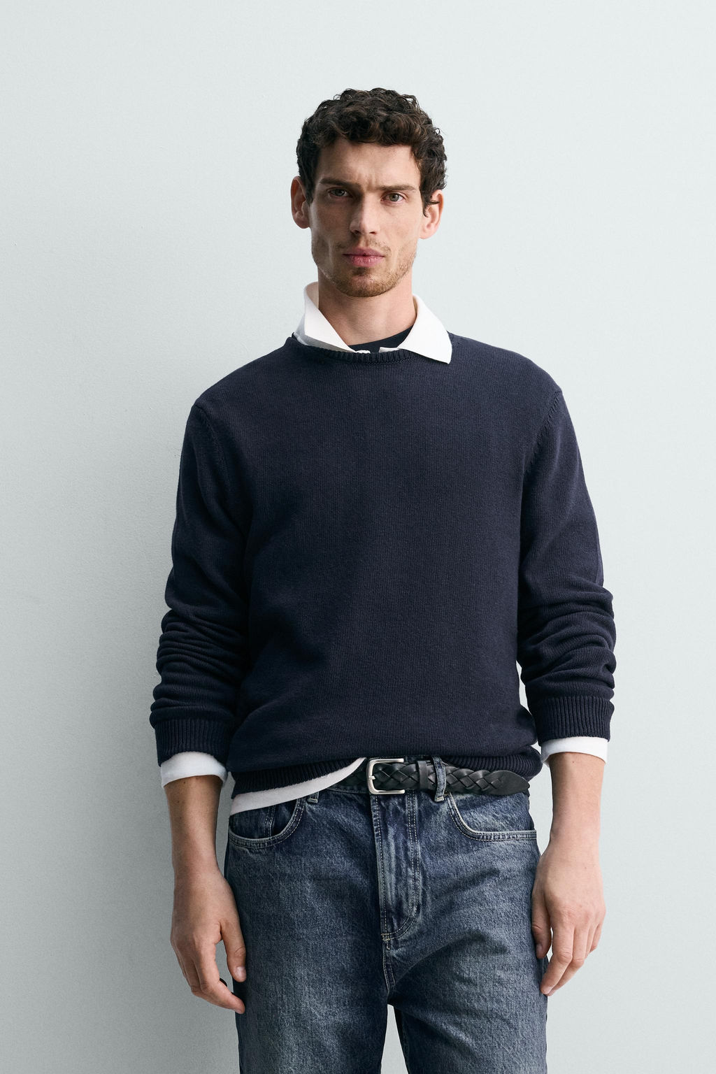 JERSEY REGULAR FIT ALGOD?N - LINO / Marino oscuro - Zara фото 2