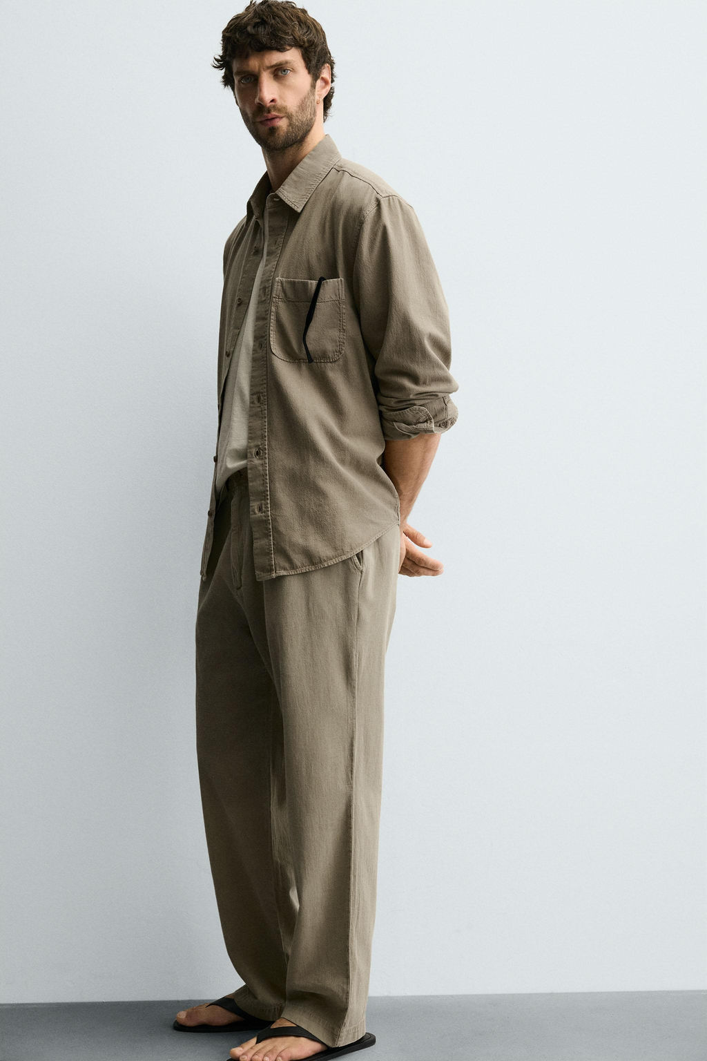 LOOSE-FITTING COTTON/LINEN TROUSERS - Zara фото 5