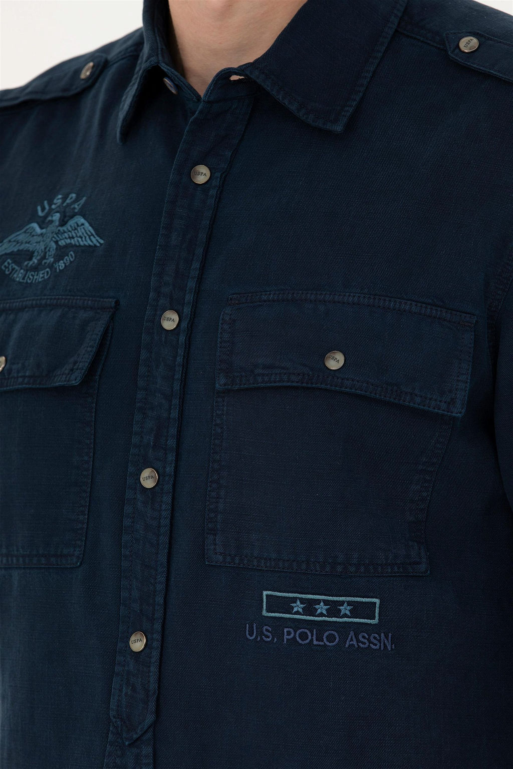 Мужская темно-синяя рубашка с длинным рукавом - U.s. polo assn фото 14