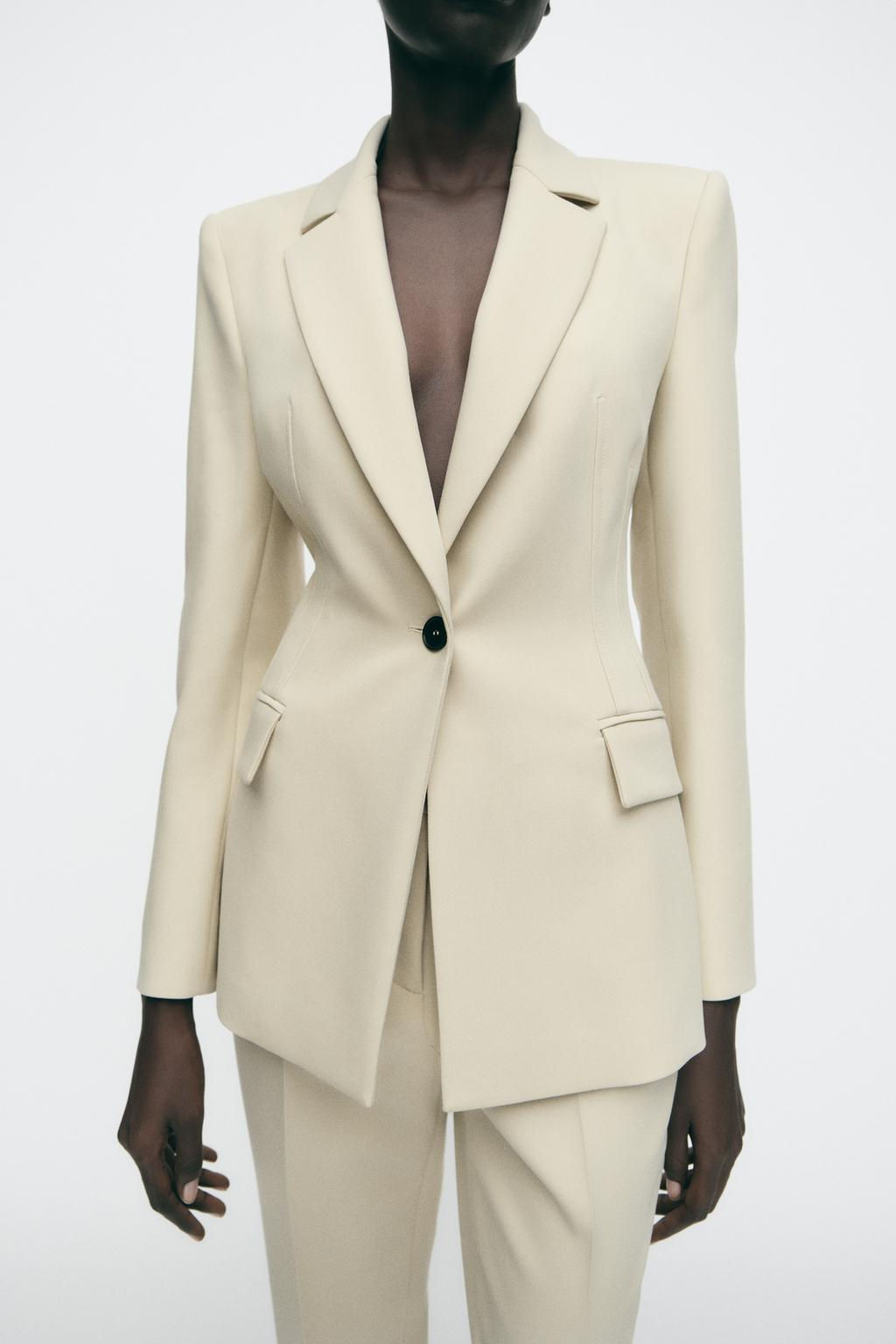 FITTED BLAZER WITH SHOULDER PADS - Zara фото 3