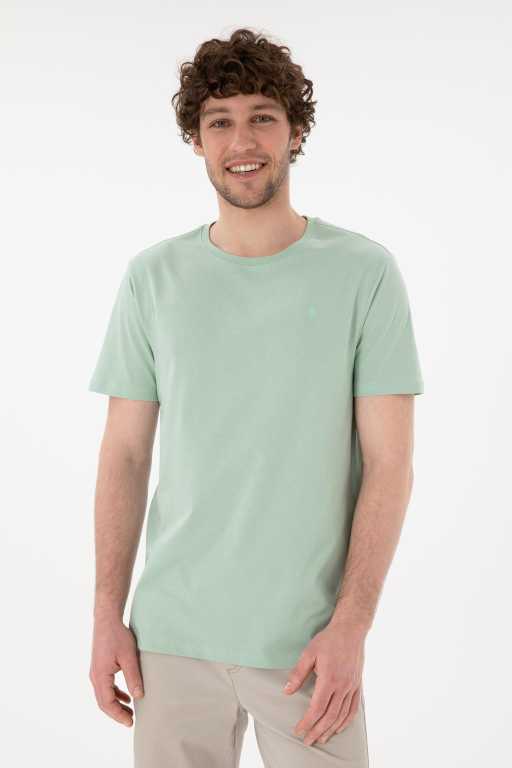 Erkek Regular Fit Bisiklet Yaka Su Ye_ili Basic Ti__rt Sepette S_rpriz _ndirim - U.s. polo assn фото 4