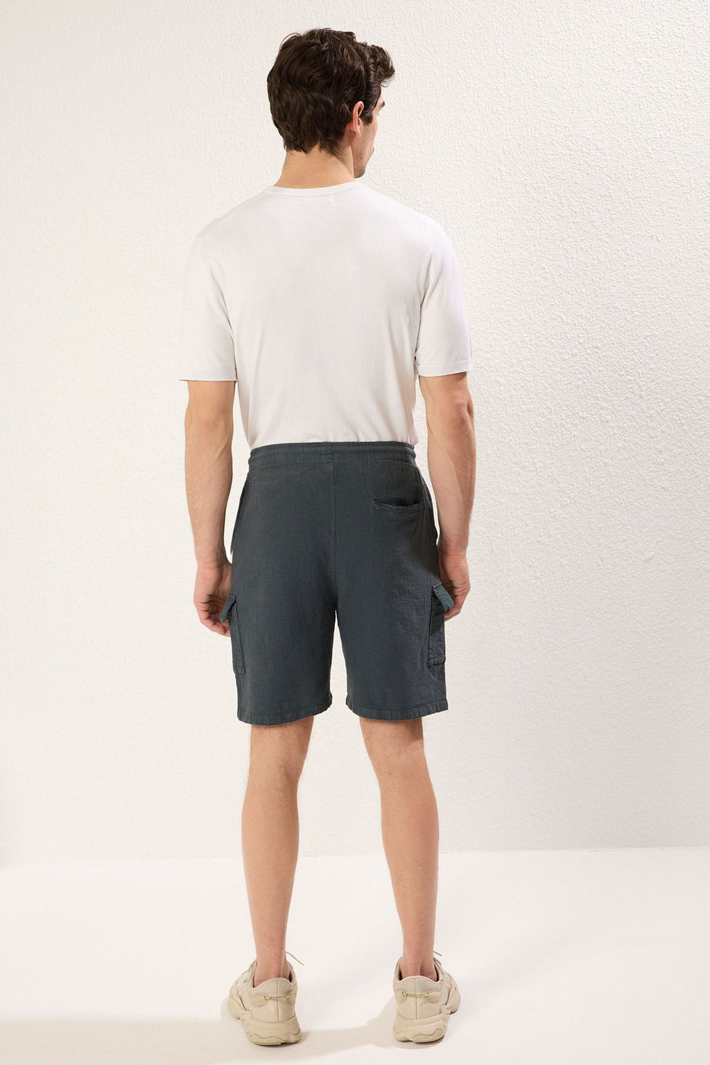 TRENDYOL MAN Antrasit Loose Fit %100 Pamuk Keten Gorunumlu Dokulu Sort & Bermuda TMNSS25SR00007 - Trendyolmilla фото 7