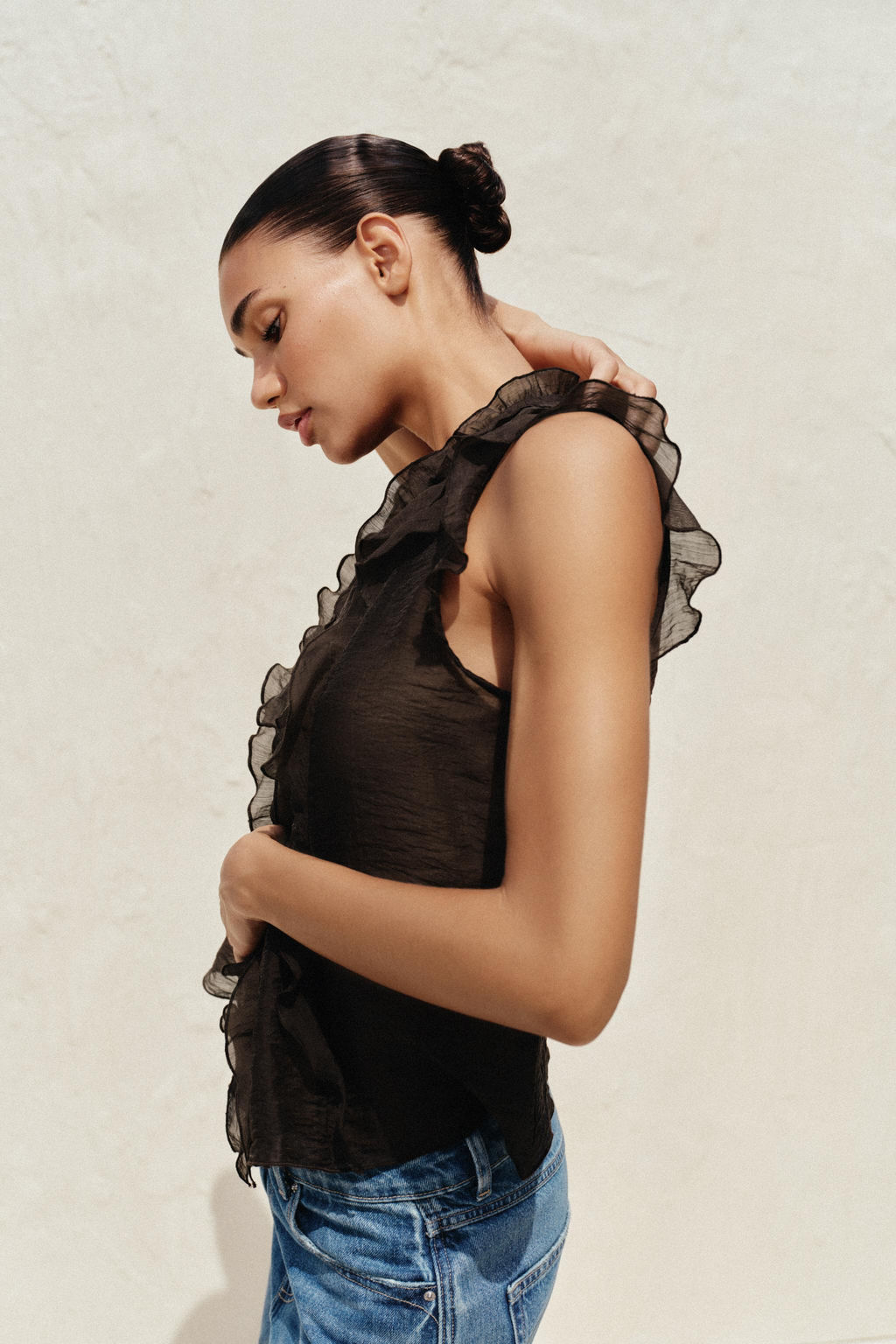SEMI-SHEER RUFFLED TOP - Zara фото 4