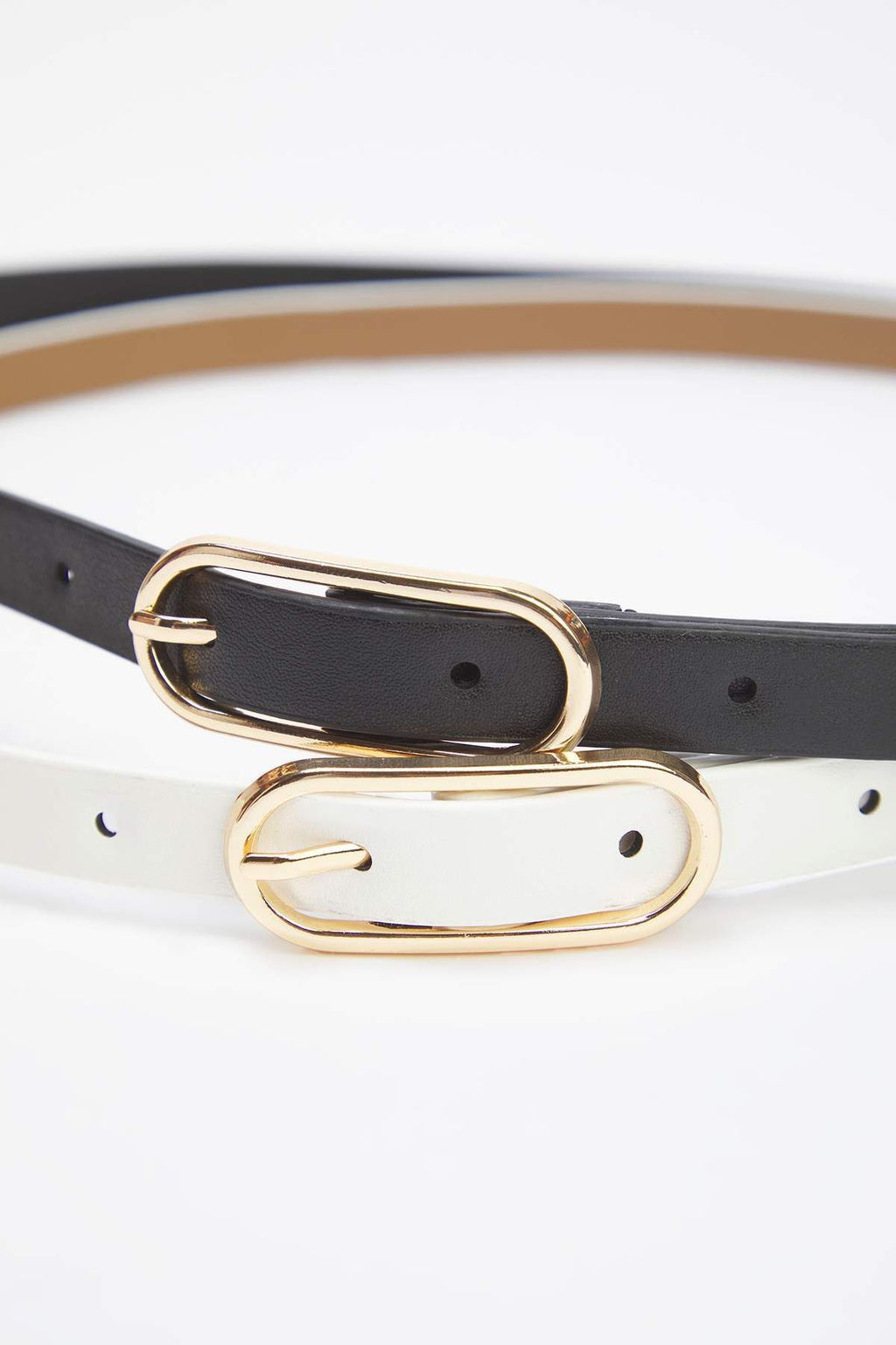 Siyah-Ekru 2li Paket Deri Gorunumlu Kemer TWOAW26KE00004