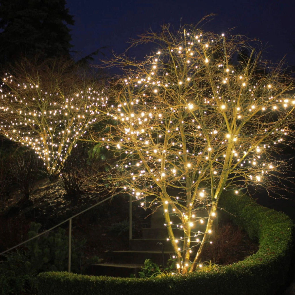 Гирлянда для улицы 11м 120 ламп LED чёрный провод, 8 реж, IP-54, Теплый белый (возможность соединения)