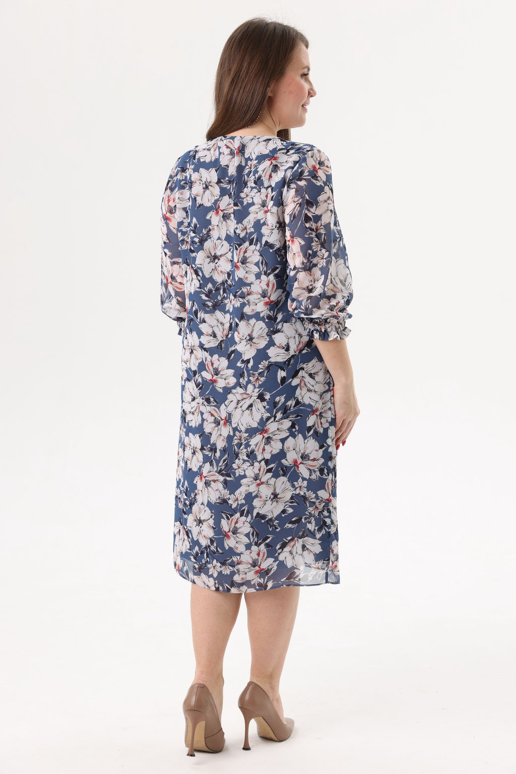 Платье женское 2122/83/Голубой, белый