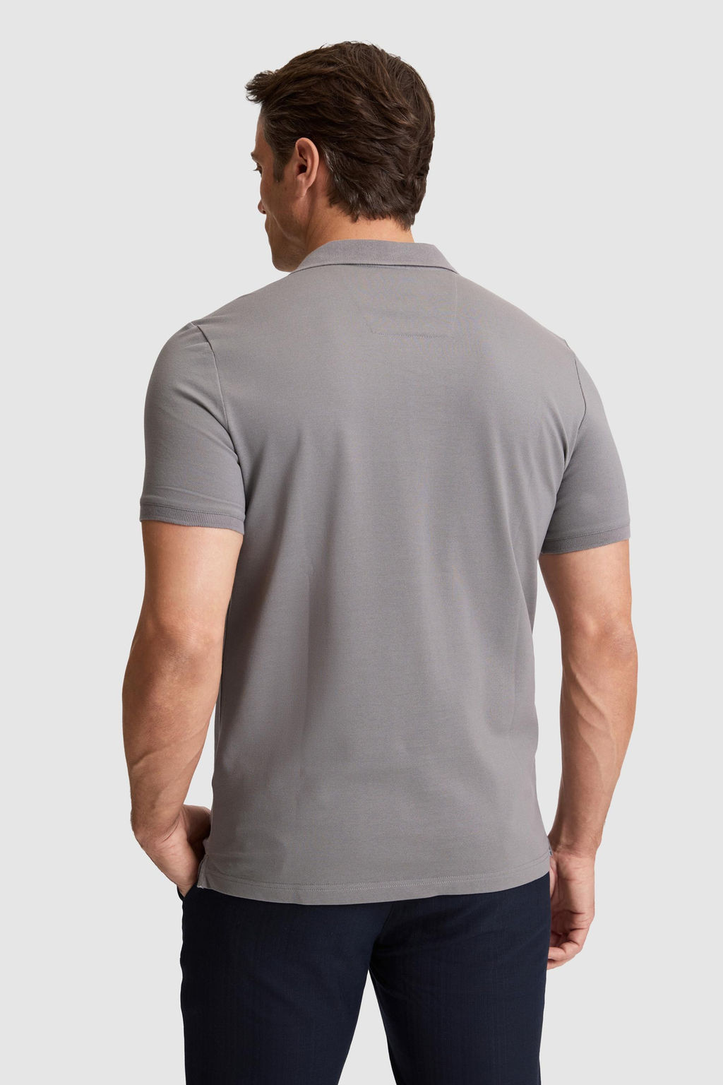 Erkek Gri Regular Fit Polo Yaka Basic Ti__rt