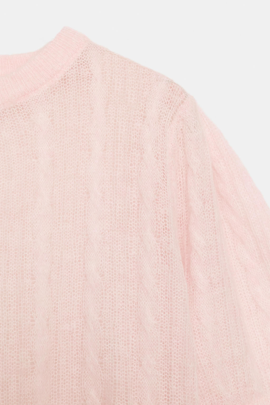 WOOL BLEND CABLE-KNIT SHORT SLEEVE JUMPER - Zara фото 8