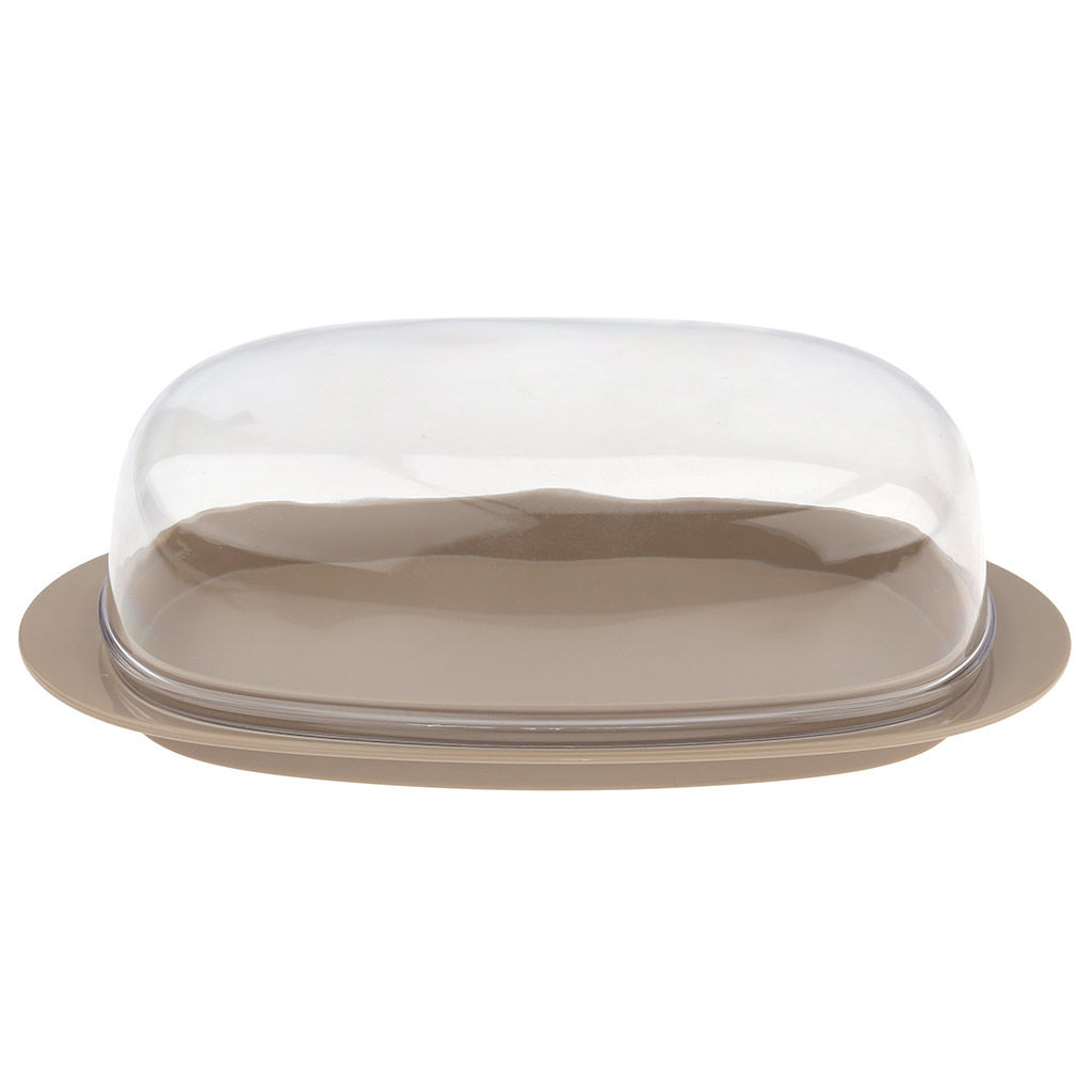 Масленка пластмассовая Кристалл 19х10х6см, прозрачная крышка, латте (Россия) - Домашняя мода фото 2