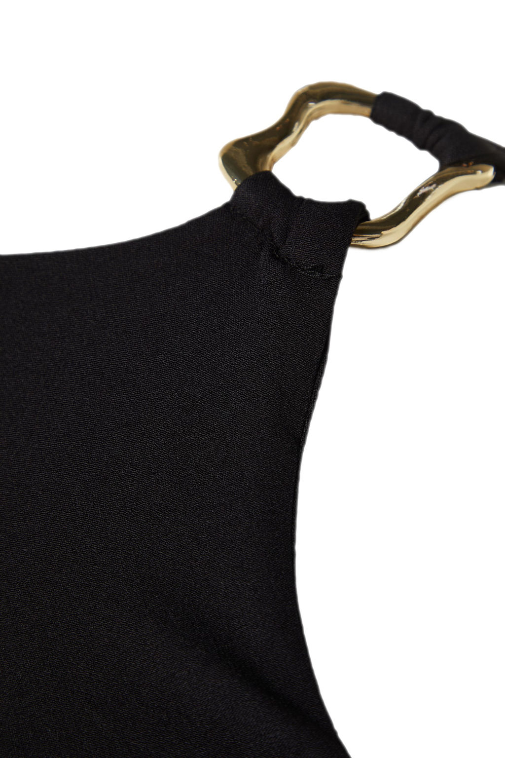 Siyah Vucuda Oturan Yakas? Aksesuar Detayl? Midi Kalem Etek Dokuma Elbise TWOSS23EL02115