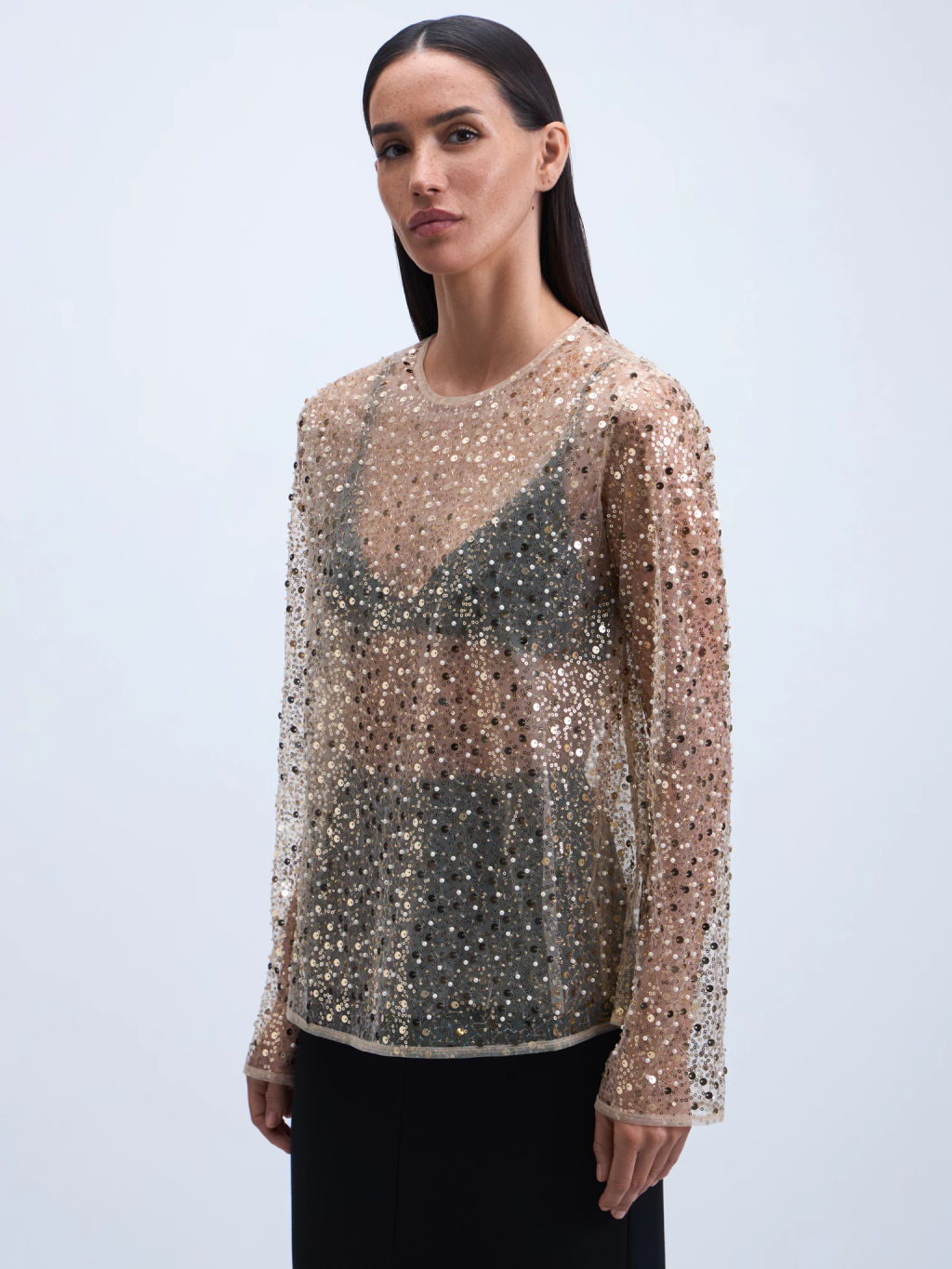 Лонгслив с декоративными бусинами / Zarina  фото 4
