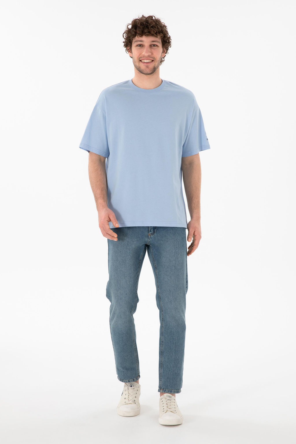Erkek Oversize Fit Bisiklet Yaka A__k Mavi Ti__rt Sepette S_rpriz _ndirim - U.s. polo assn фото 5