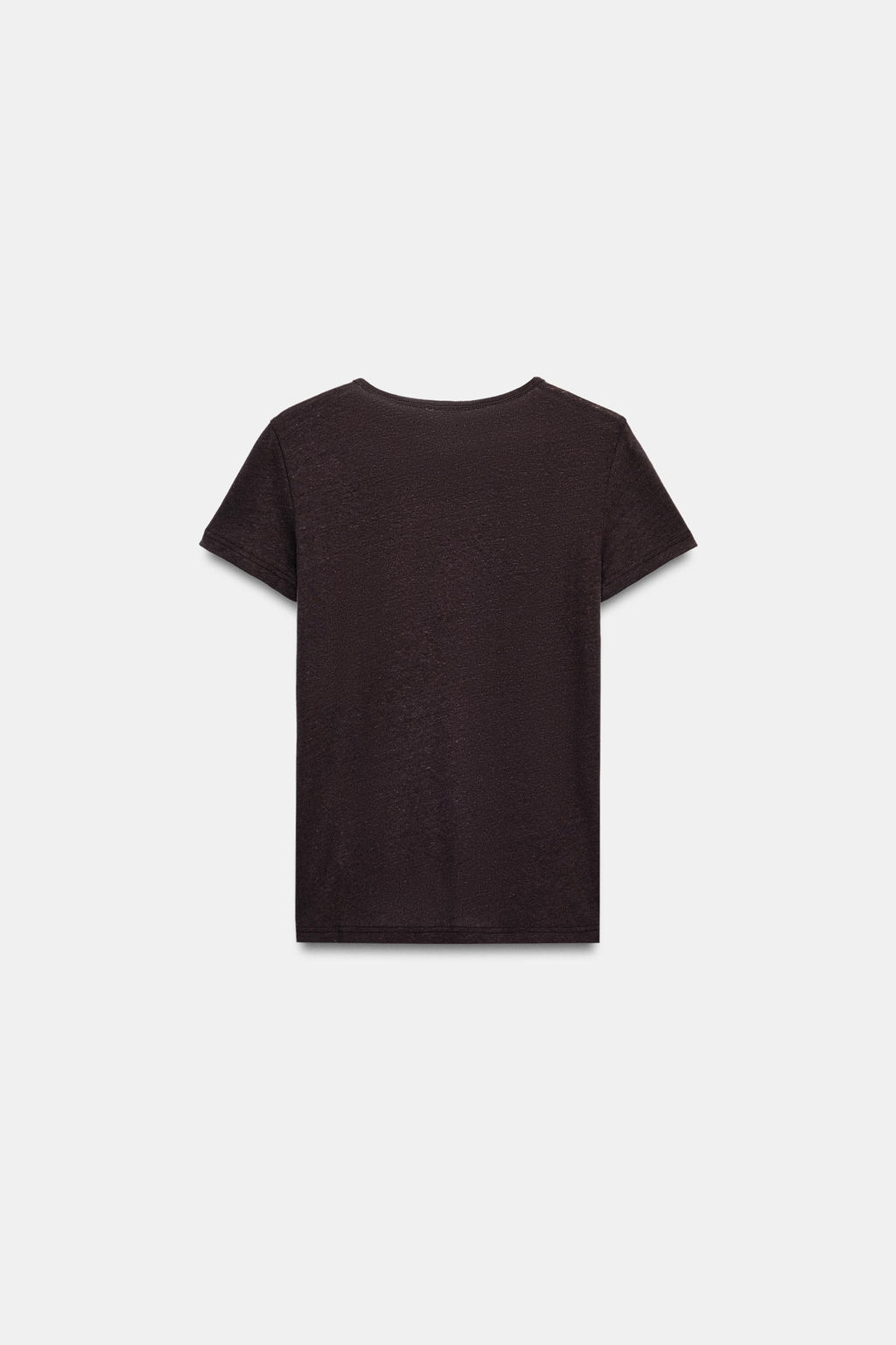 CAMISETA MANGA CORTA CON LINO / Chocolate - Zara фото 5