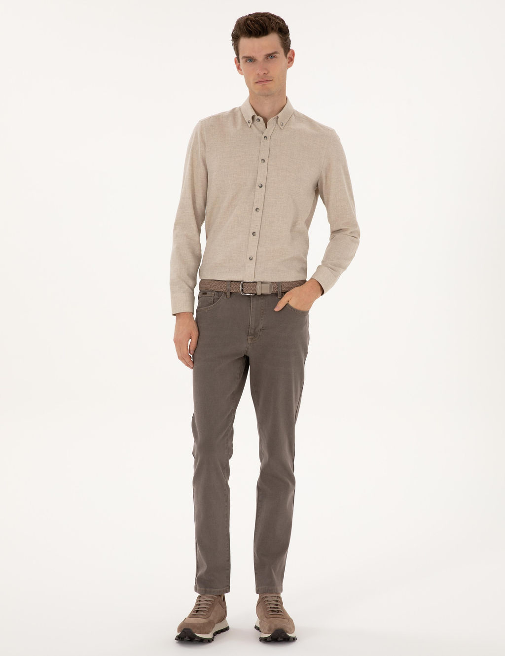 Bej Slim Fit Uzun Kollu G_mlek - Pierre cardin фото 4