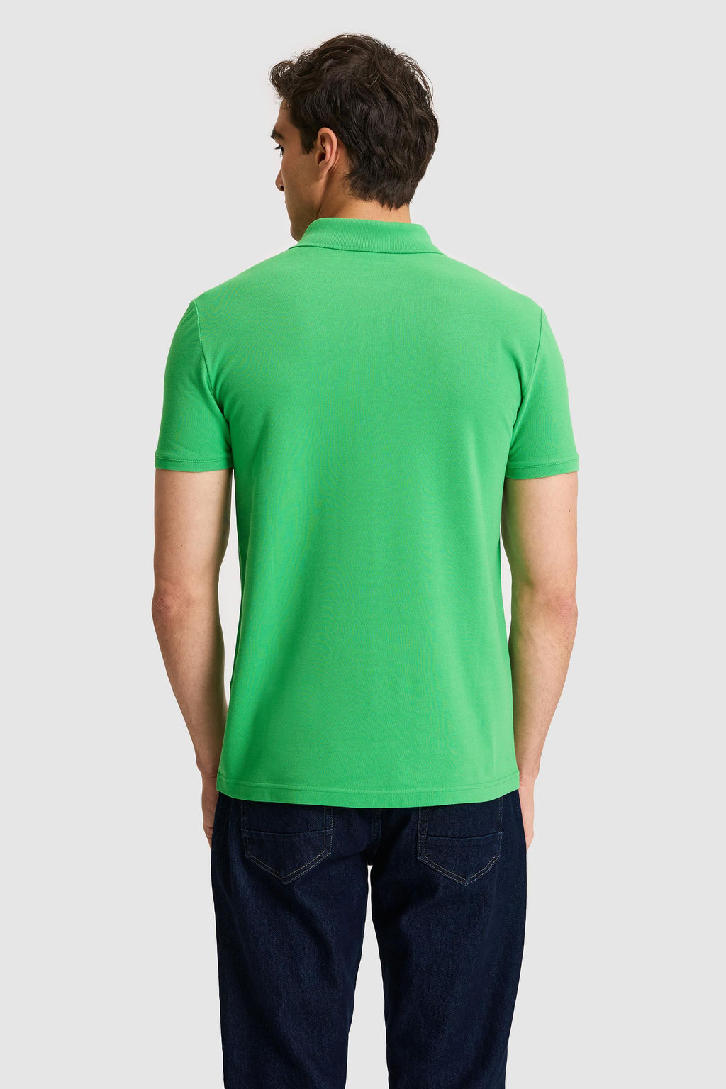 Erkek Slim Fit Polo Yaka A__k Ye_il Basic Ti__rt - U.s. polo assn фото 5