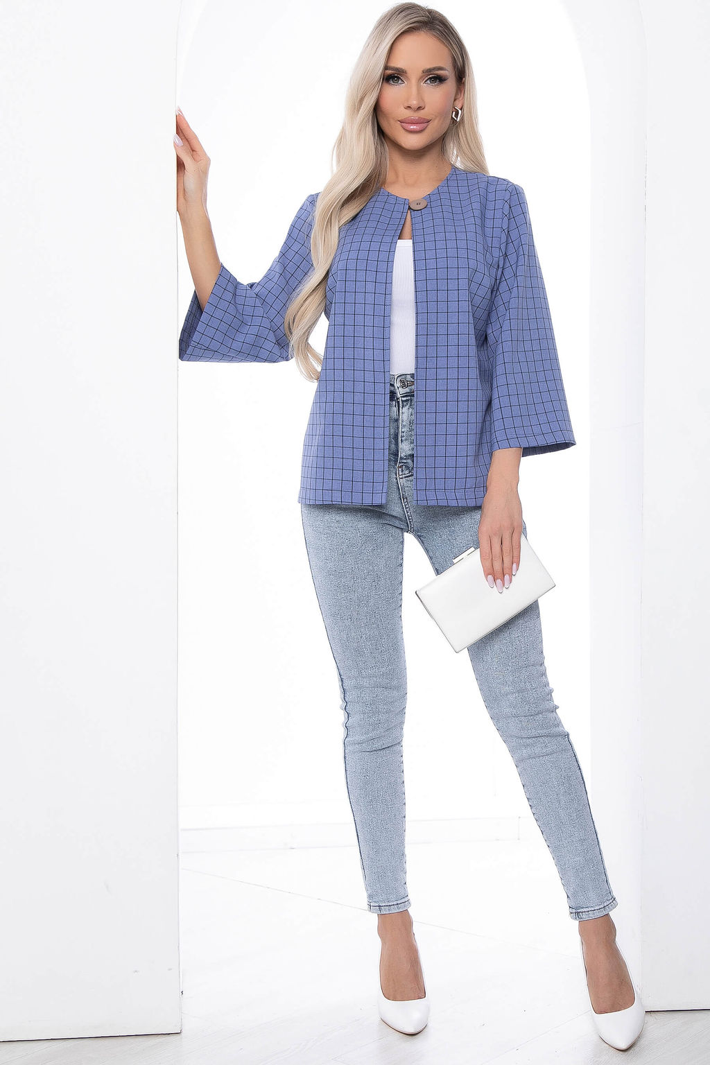 Жакет Паулита (голубой/клетка) Б8765 - Lt collection фото 5