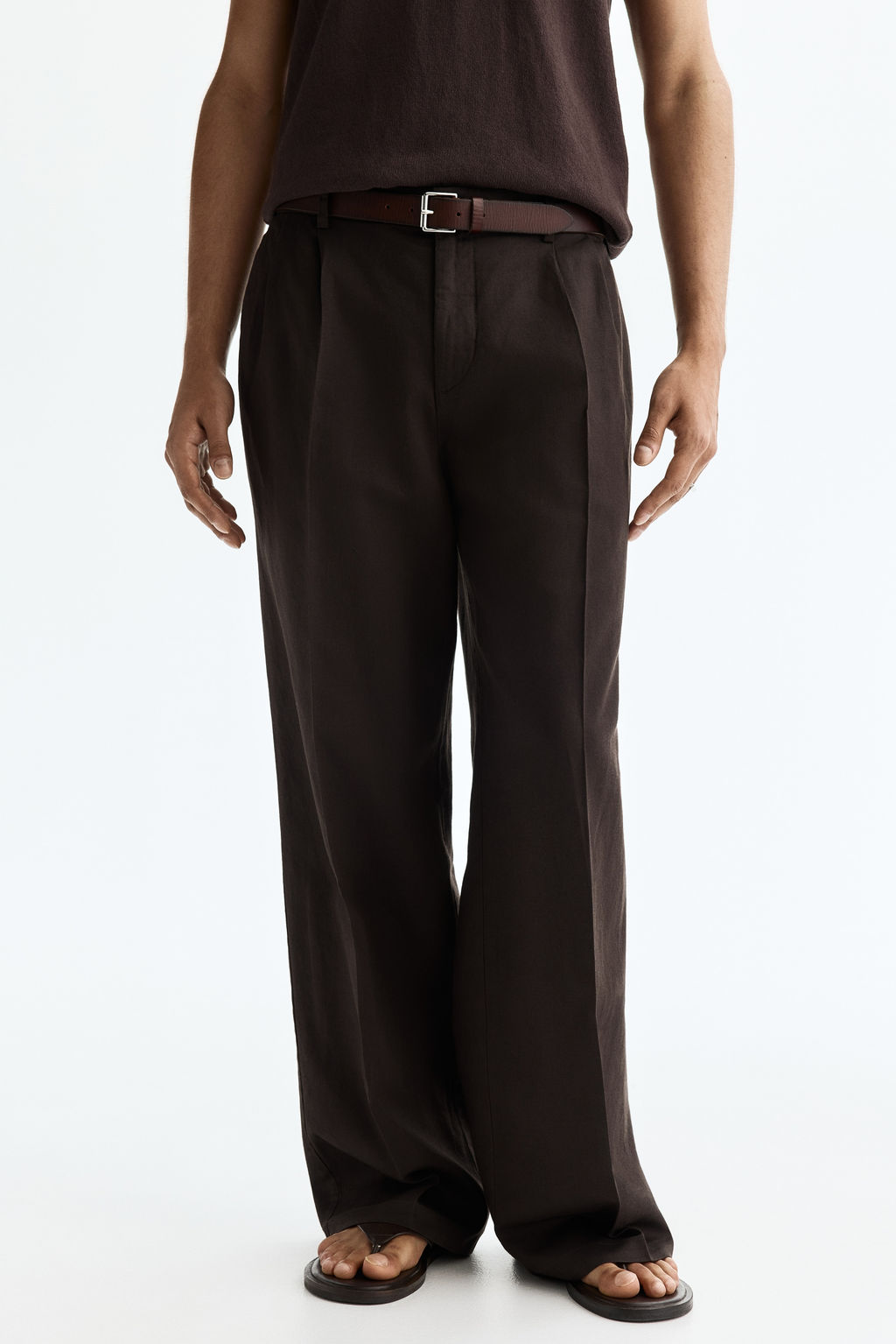 Pantal?n en mezcla de lino Loose Fit - H&m фото 6