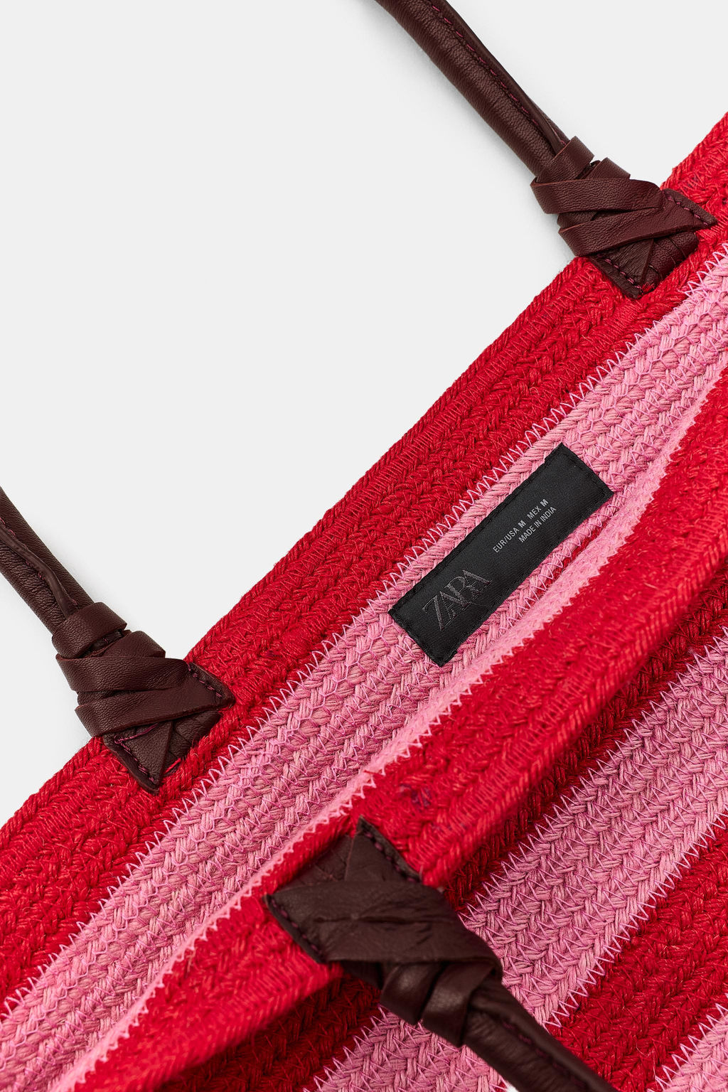 BOLSO YUTE PIEL RAYAS / Rojo - Zara фото 5