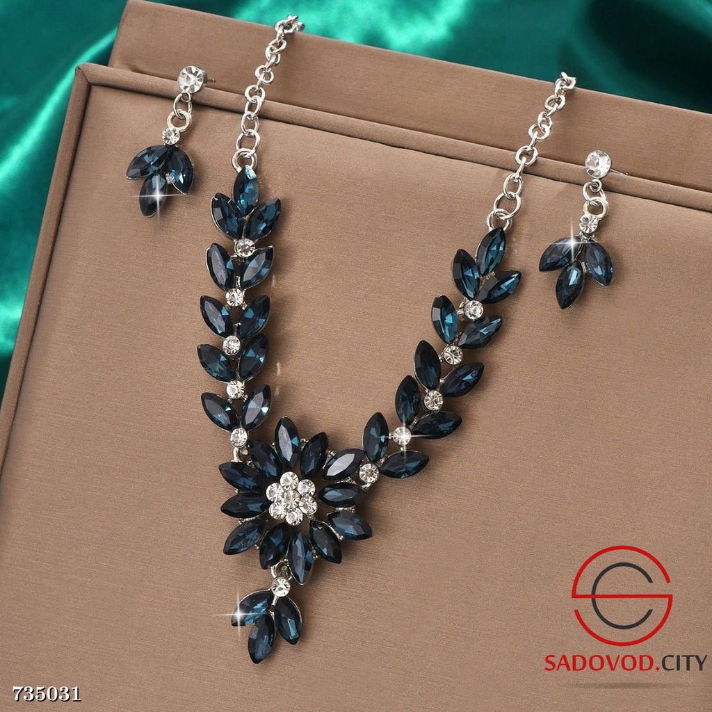 Комплект ожерелье и сережки с цветком и кристаллами - Bruno фото 15
