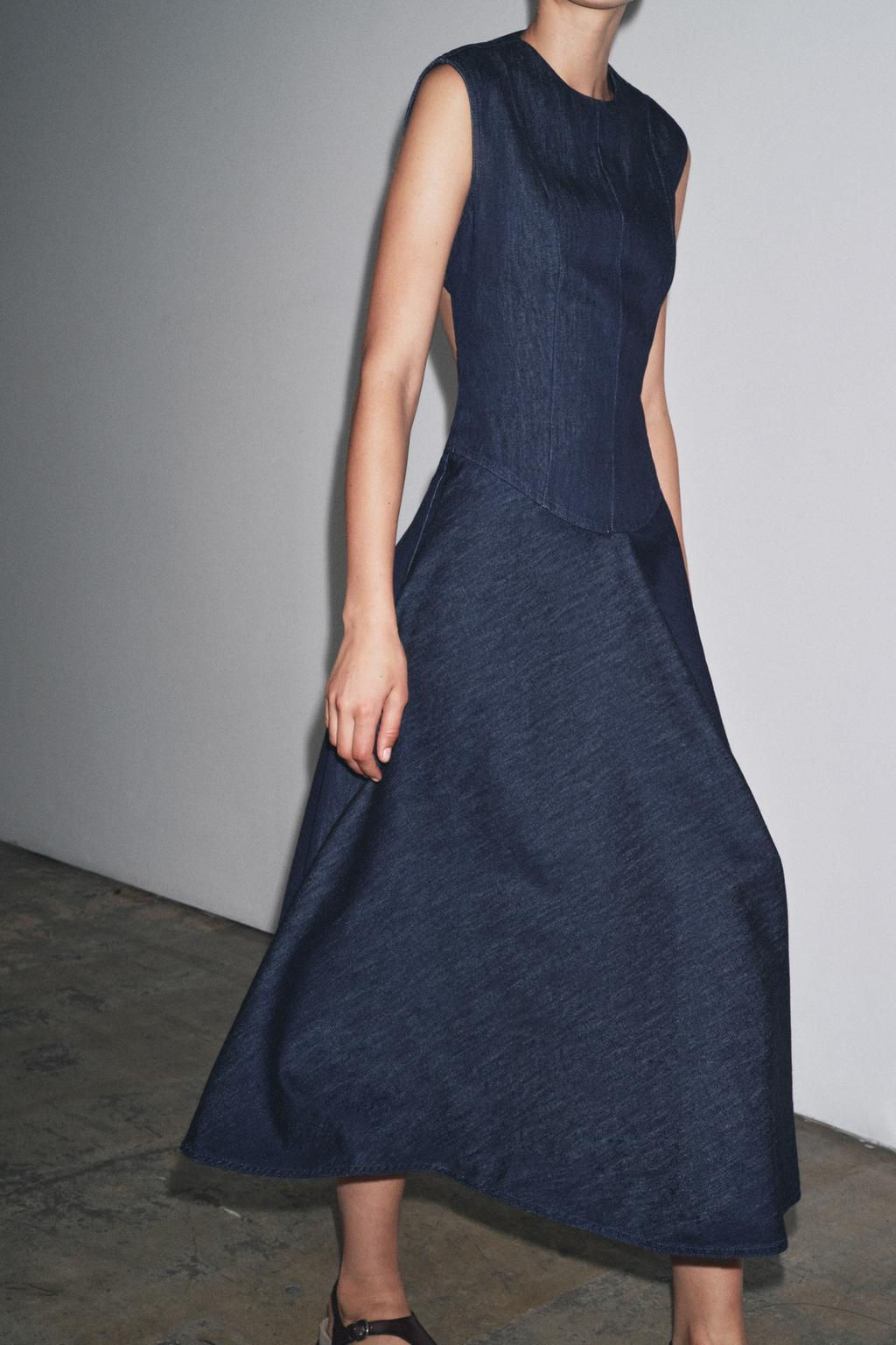 ZW COLLECTION DENIM MIDI DRESS - Zara фото 3