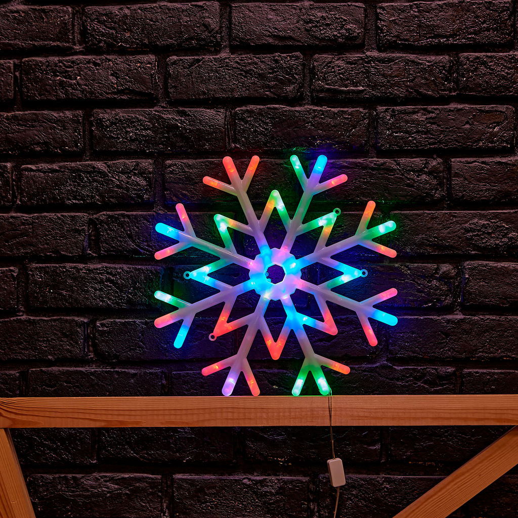 ULD-H4040-048/DTA RGB IP20 SNOWFLAKE Фигура светодиодная Снежинка, 40х40см. Подвесная. 48 светодиодов. RGB свет. Провод прозрачный. TM Uniel - Volpe фото 6