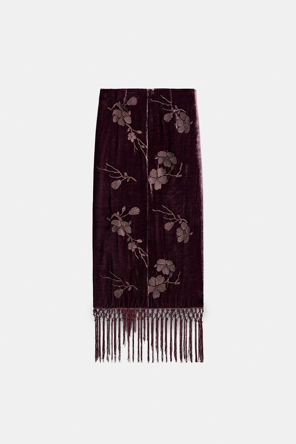 MID-WAIST VELVET SARONG SKIRT WITH FLOES EMBROIDERY - Zara фото 8