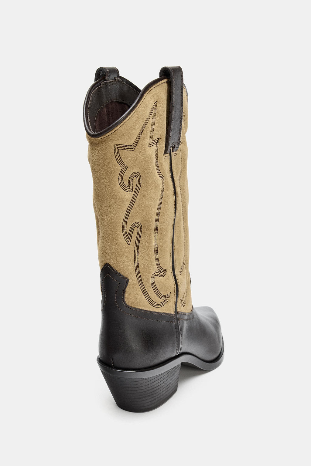 COMBINED LEATHER EMBROIDERED BOOTS - Zara фото 8