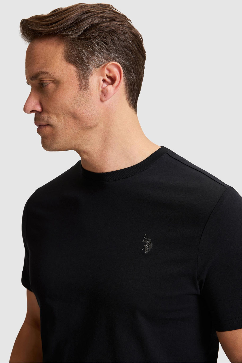 Erkek Siyah Regular Fit Bisiklet Yaka Basic Ti__rt