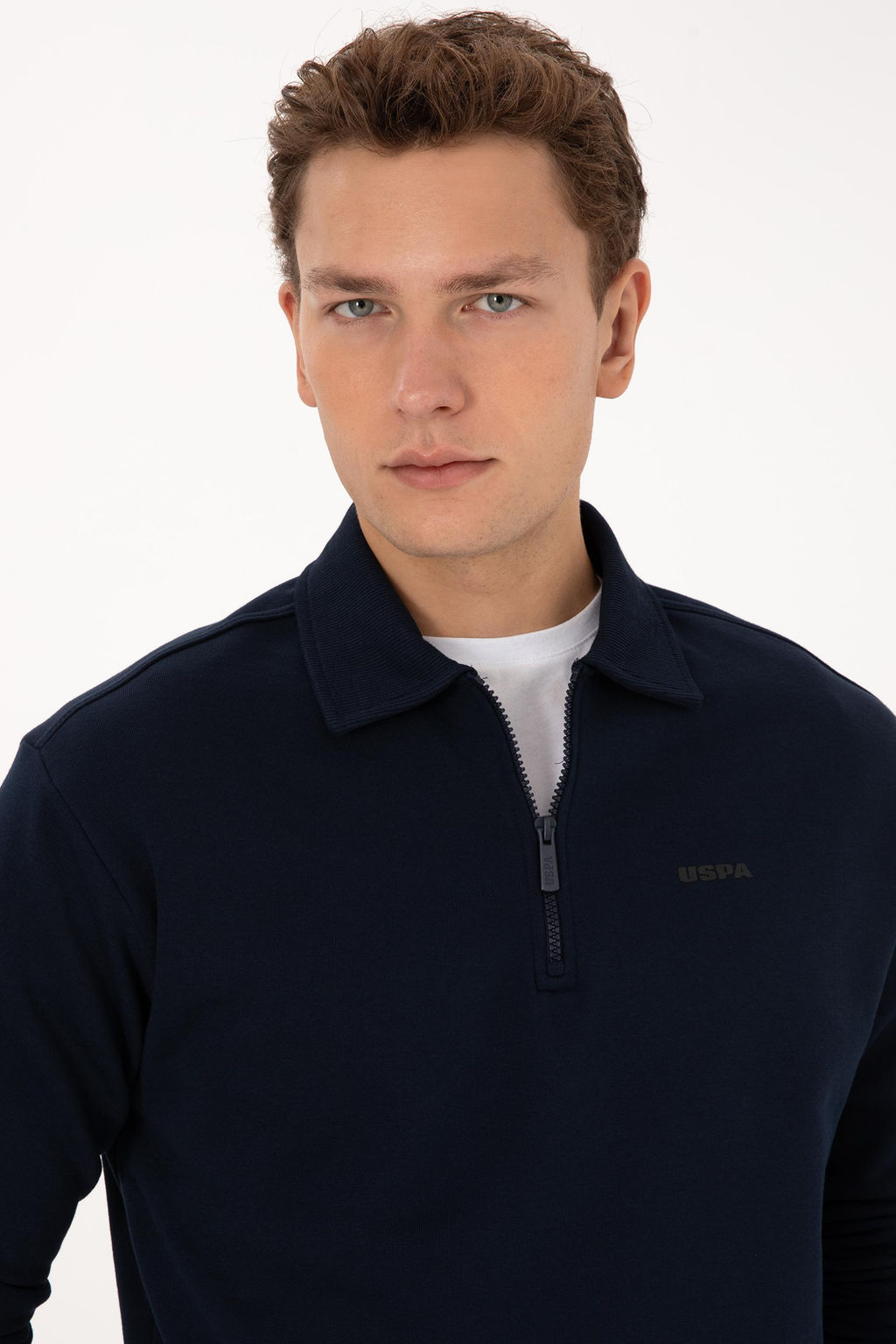 Erkek Regular Fit Yar_m Fermuarl_ Lacivert Basic Sweatshirt - U.s. polo assn фото 2