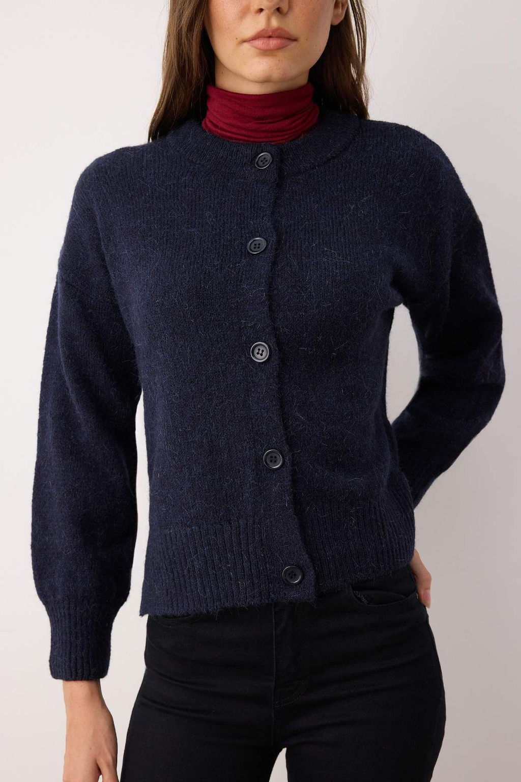 Lacivert More Sustainable Alpaka Yunu Kar?s?ml? Premium/Ozel Iplik Triko H?rka TWOAW26HI00000 - Trendyolmilla фото 3