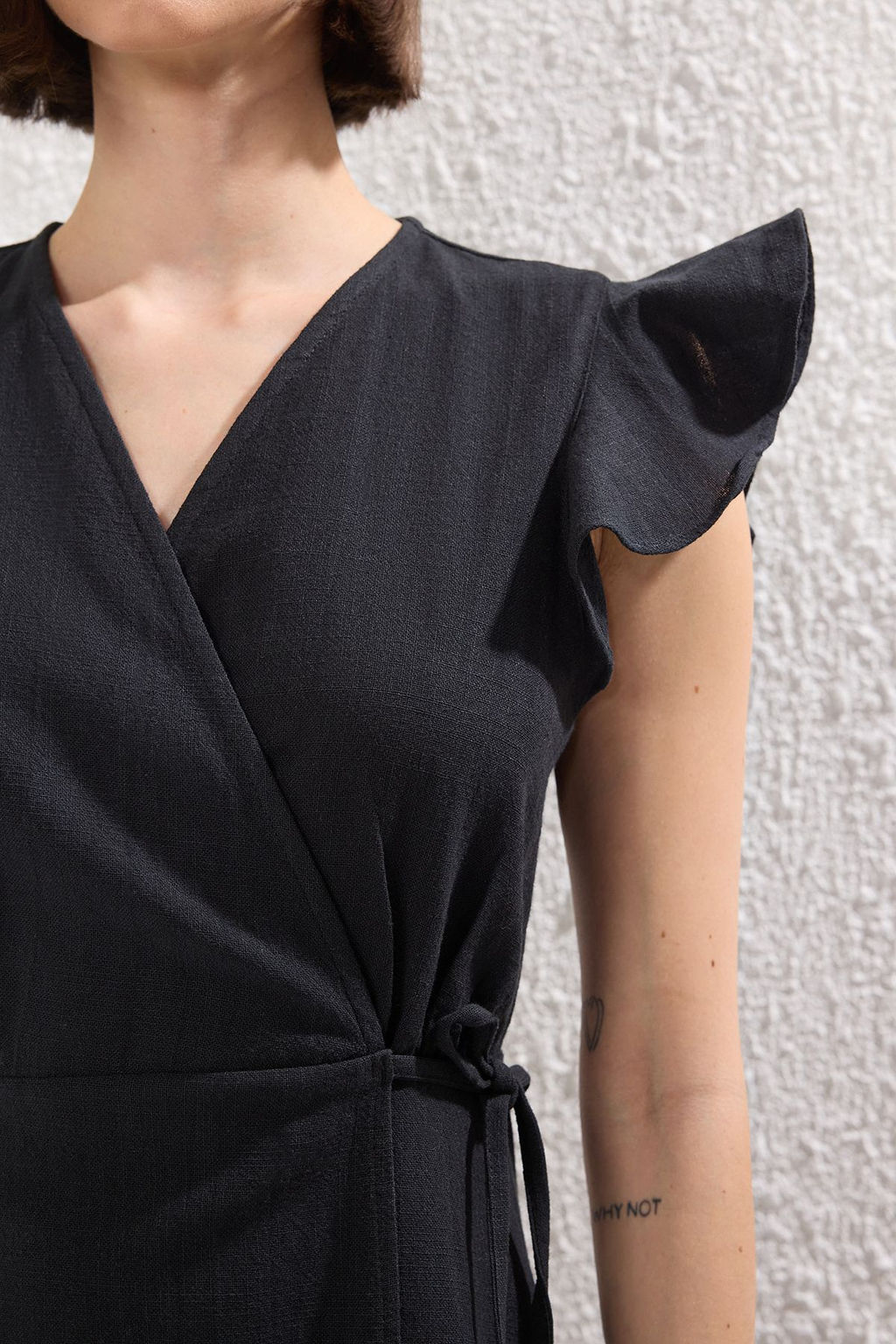 Kiremit Kruvaze F?rf?r Detayl? Keten Gorunumlu Midi Dokuma Elbise TWOSS24EL00071 - Trendyolmilla фото 19