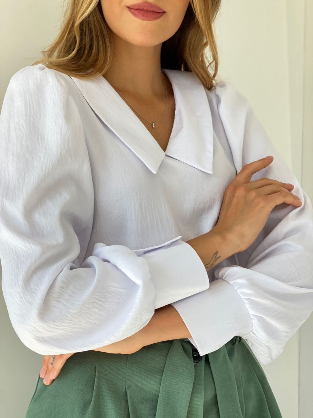 6649 Блуза с отложным воротником белая - Martichelli фото 5