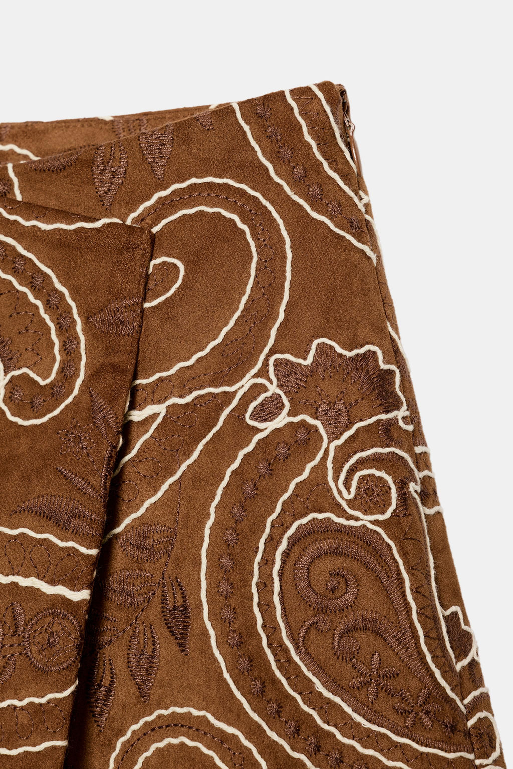 FALDA PANTAL?N BORDADOS EFECTO ANTE / Camel medio - Zara фото 8