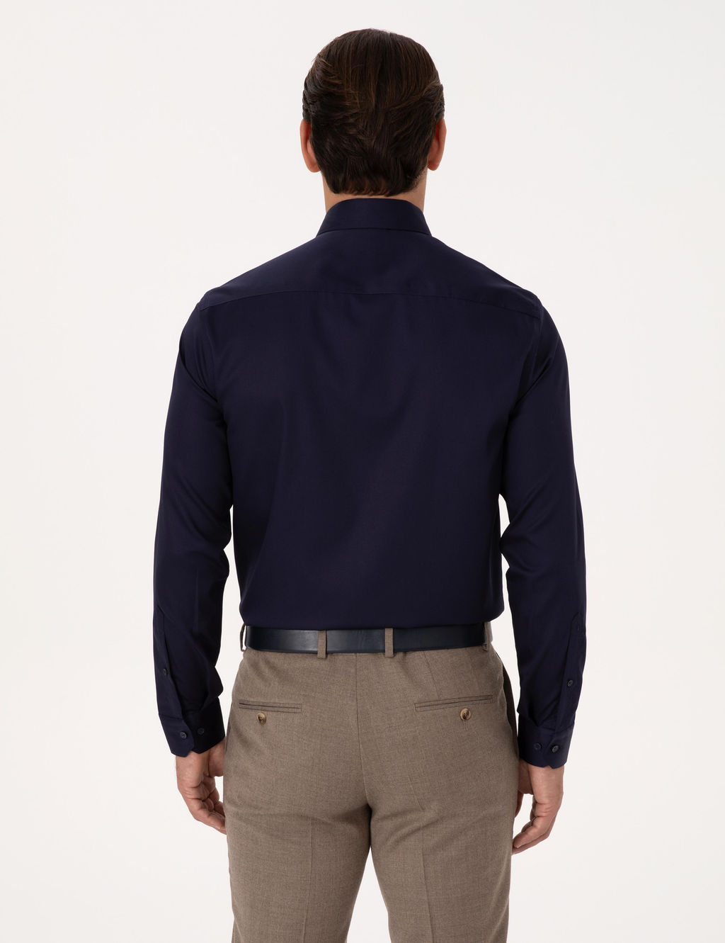 Lacivert Slim Fit %100 Pamuk Non Iron Kolay _t_lenebilir Klasik G_mlek - Cacharel фото 5