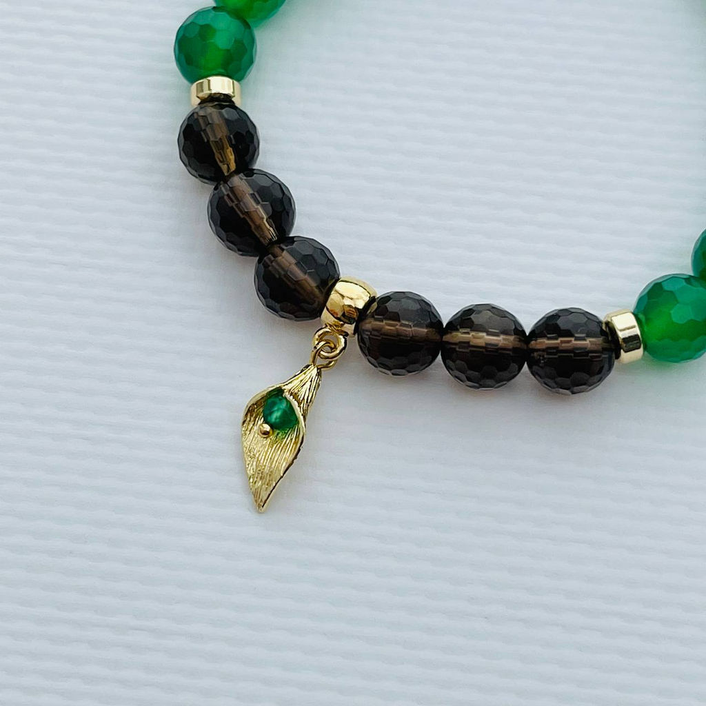 Браслет из Агата тон. и Раухтопаза с подвеской 17 см - Радуга самоцветов фото 3