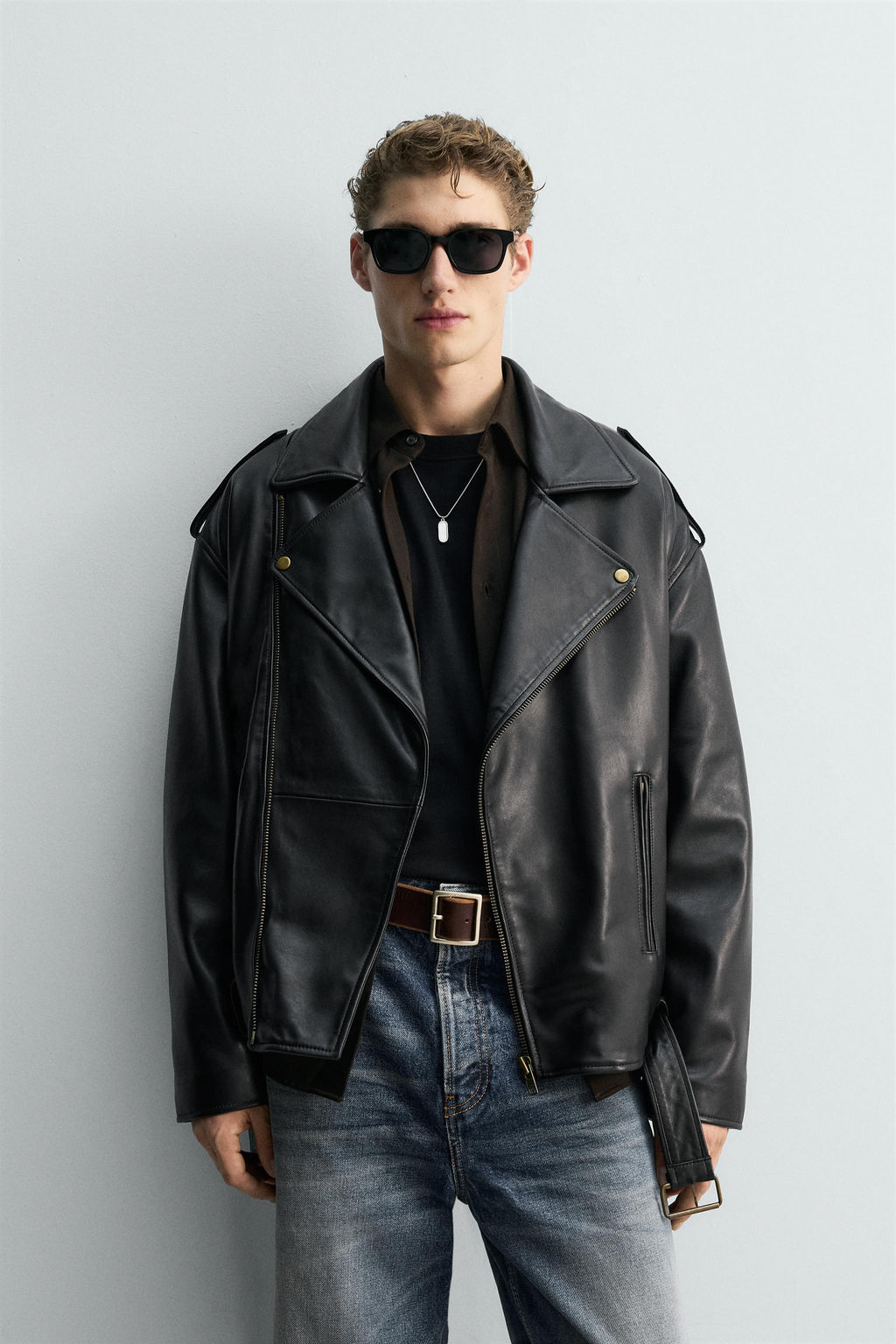 LEATHER BIKER JACKET LIMITED EDITION - Zara фото 2