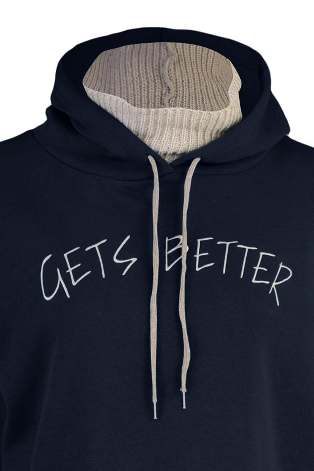Lacivert Kal?n Ici Polarl? Triko Bant Detayl? Kapusonlu Orme Sweatshirt TWOAW22SW1806