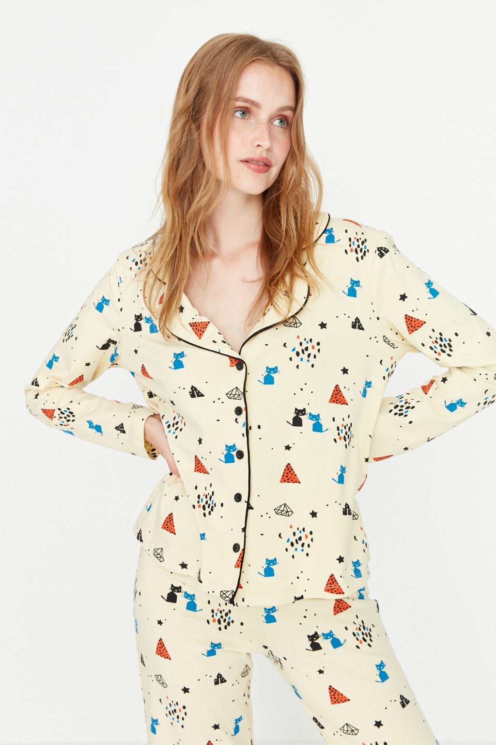 Trendyolmilla Cok Renkli %100 Pamuklu Desenli Orme Pijama Tak?m? THMAW21PT0084