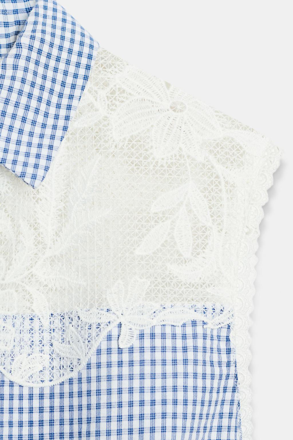 COMBINED GINGHAM BLOUSE - Zara фото 8