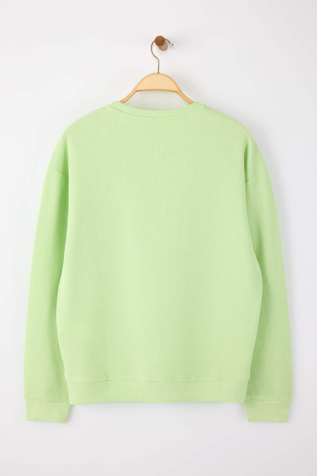 Yesil Oversize/Genis Kesim Bisiklet Yaka Sardonsuz Sweatshirt TMNAW25SW00194