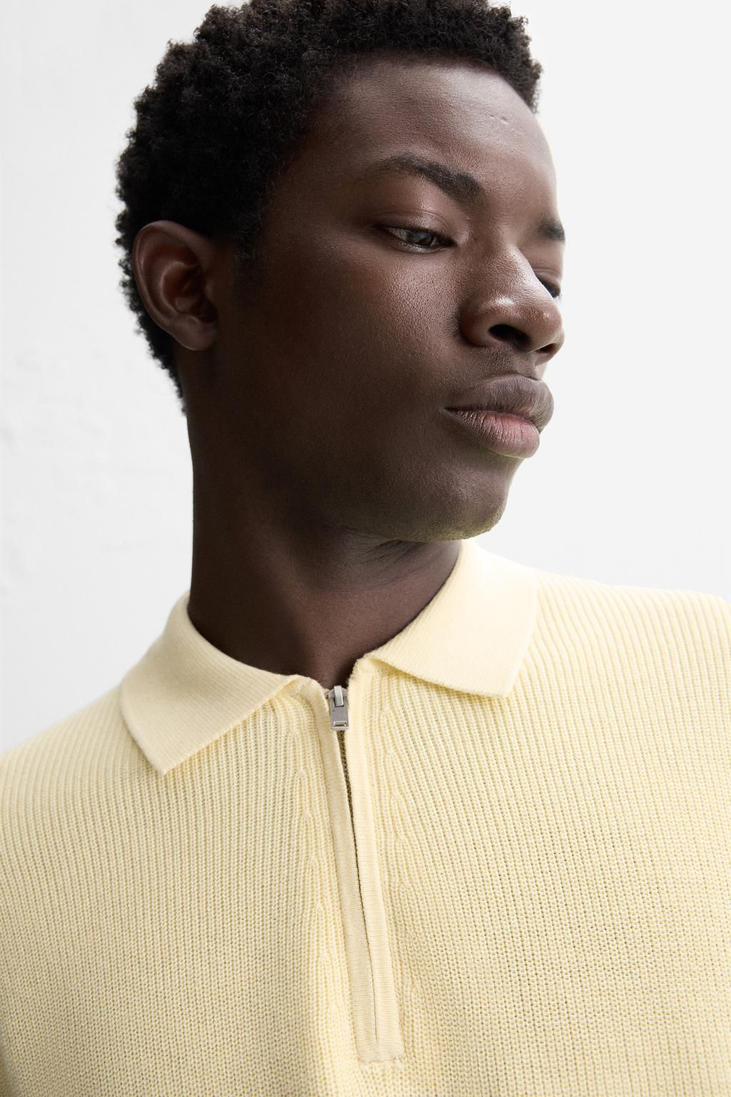 PEARL KNIT POLO SHIRT WITH ZIP - Zara фото 29