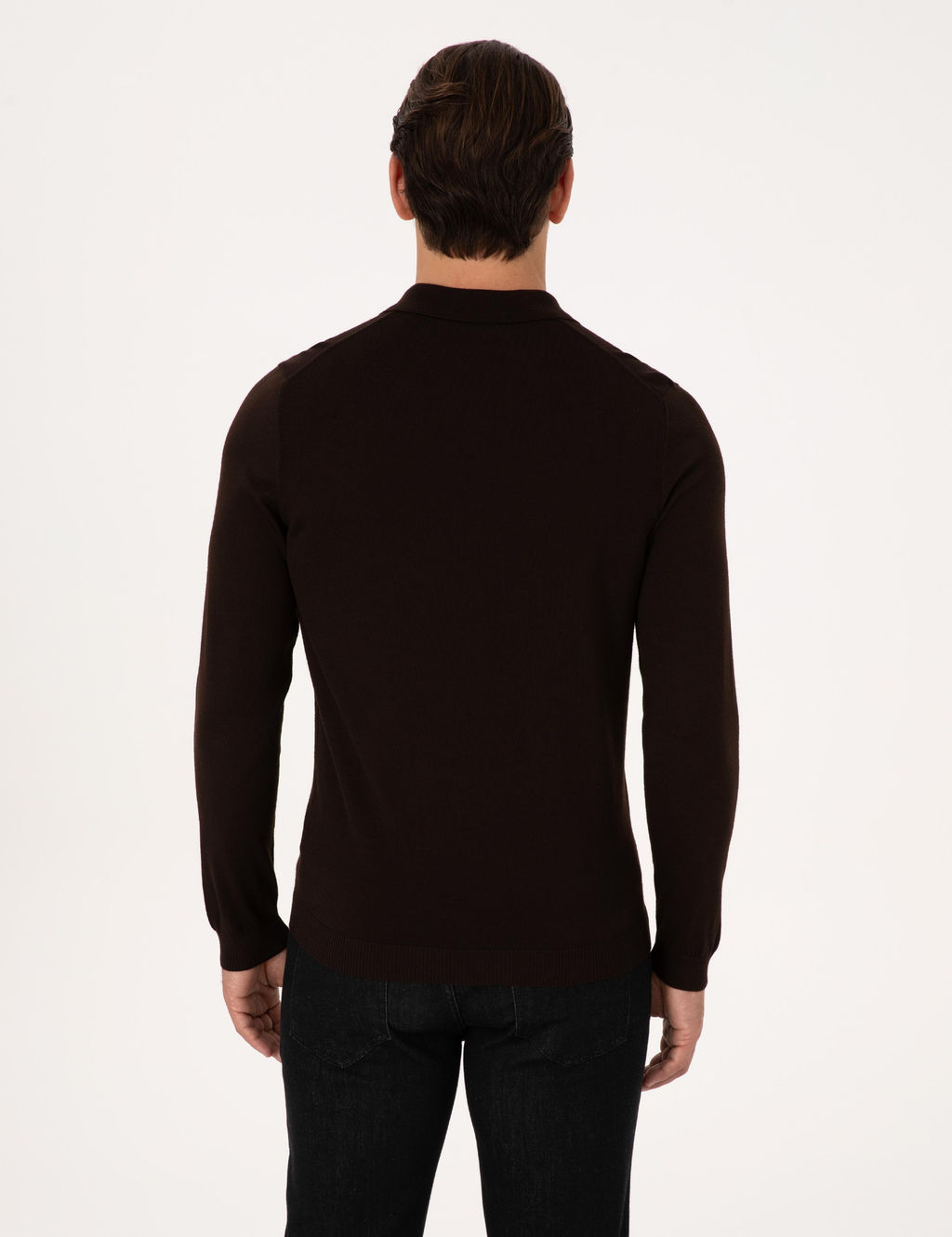 Kahverengi Slim Fit Pamuk Kar___ml_ Bisiklet Yaka Basic Triko Kazak - Cacharel фото 5