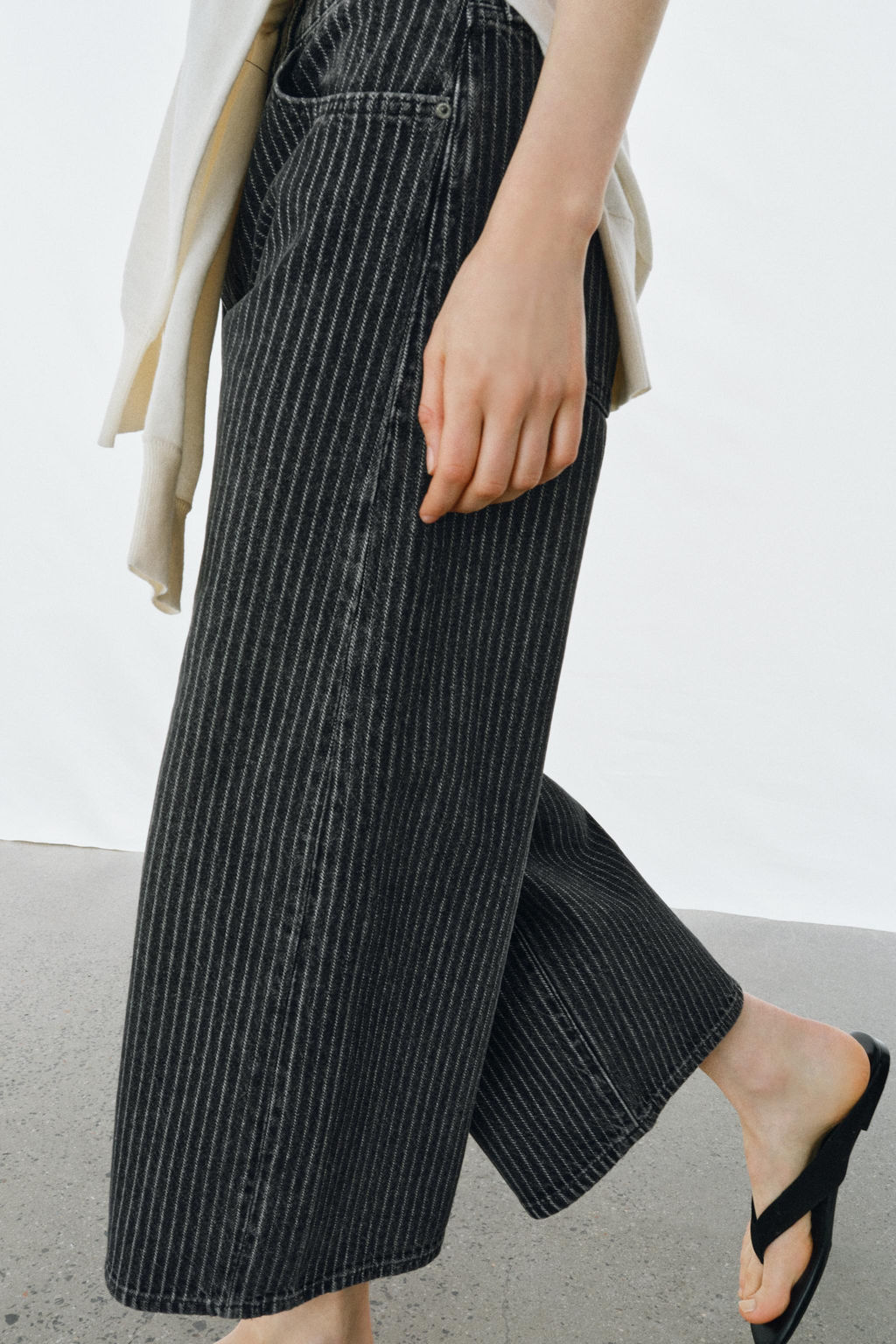 JEANS ZW COLLECTION CULOTTE TIRO MEDIO RAYAS / Negro - Zara фото 12