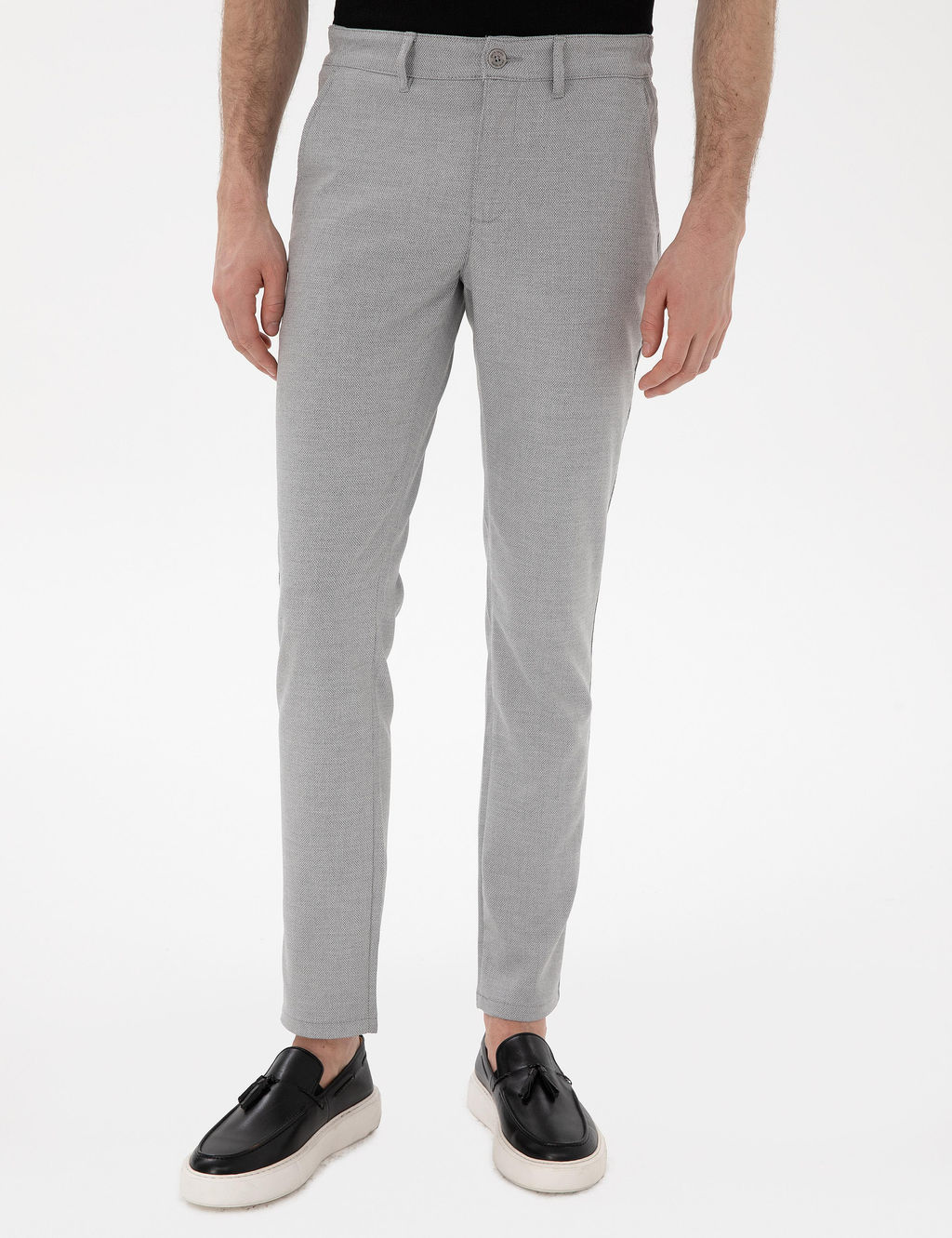 Gri Slim Fit Kanvas Pantolon