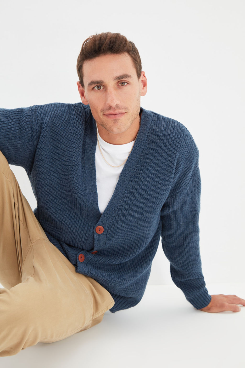 Indigo Regular Fit Yunlu V Yaka Basic Triko H?rka TMNAW22HI0151