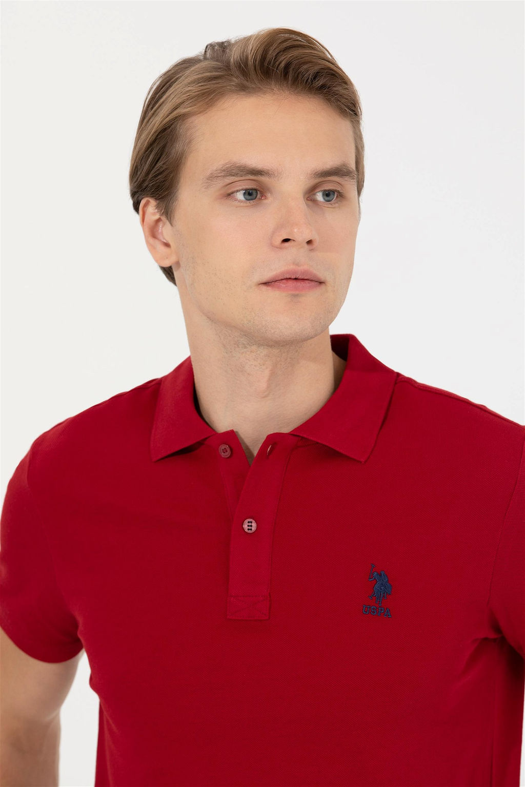 Мужская бордово-красная футболка с воротником поло Basic - U.s. polo assn фото 7