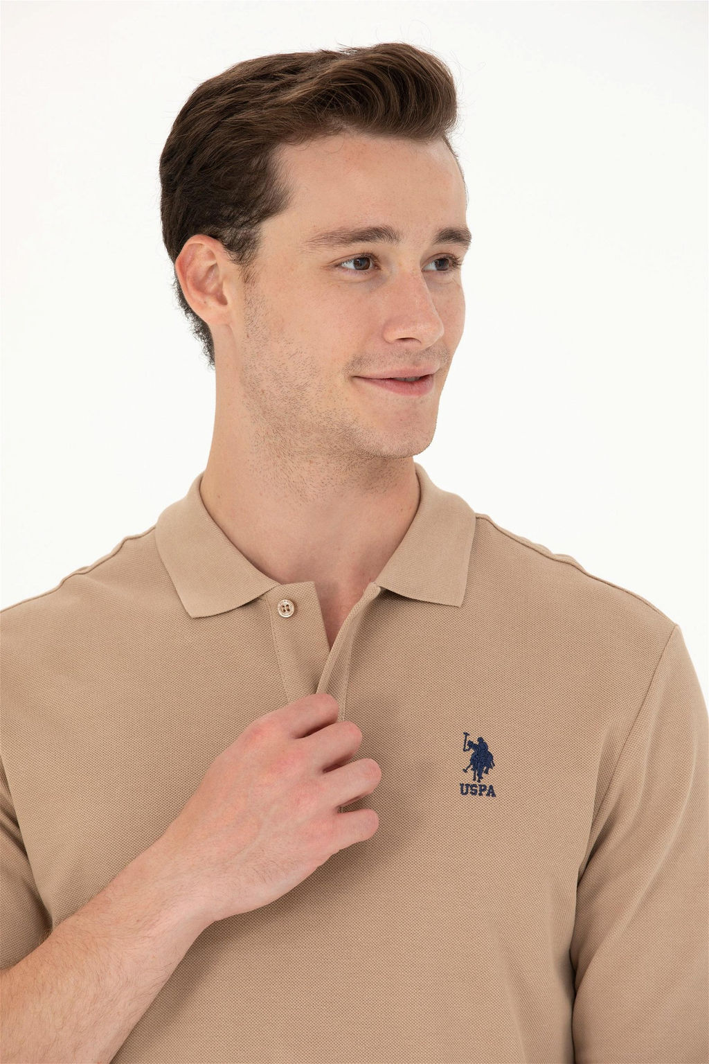 U. S. Polo Assn Мужская базовая толстовка светло-коричневого цвета с воротником-поло - U.s. polo assn фото 9
