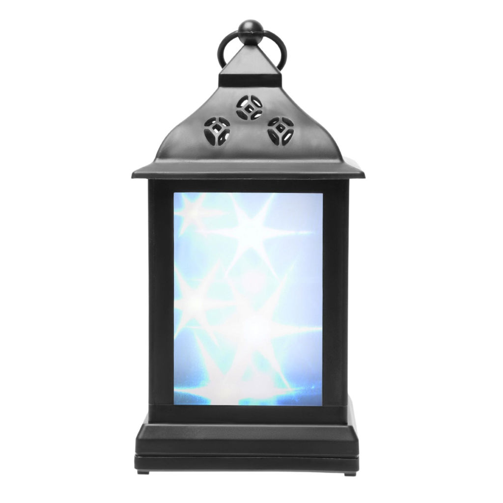 ULD-L1122-010/DTB/RGB/3D BLACK Фонарь со светодиодной гирляндой внутри, на батарейке (в комплект не входит). 10 светодиодов. RGB свет. Черный корпус. 11*22 см. TM Uniel.