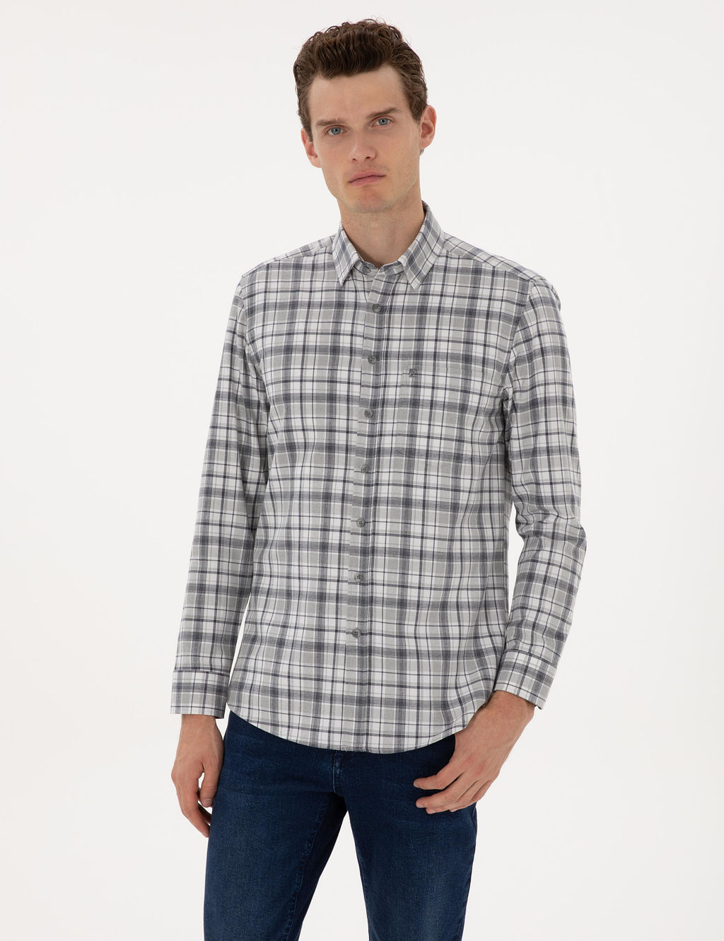 Lacivert Regular Fit Uzun Kollu G_mlek