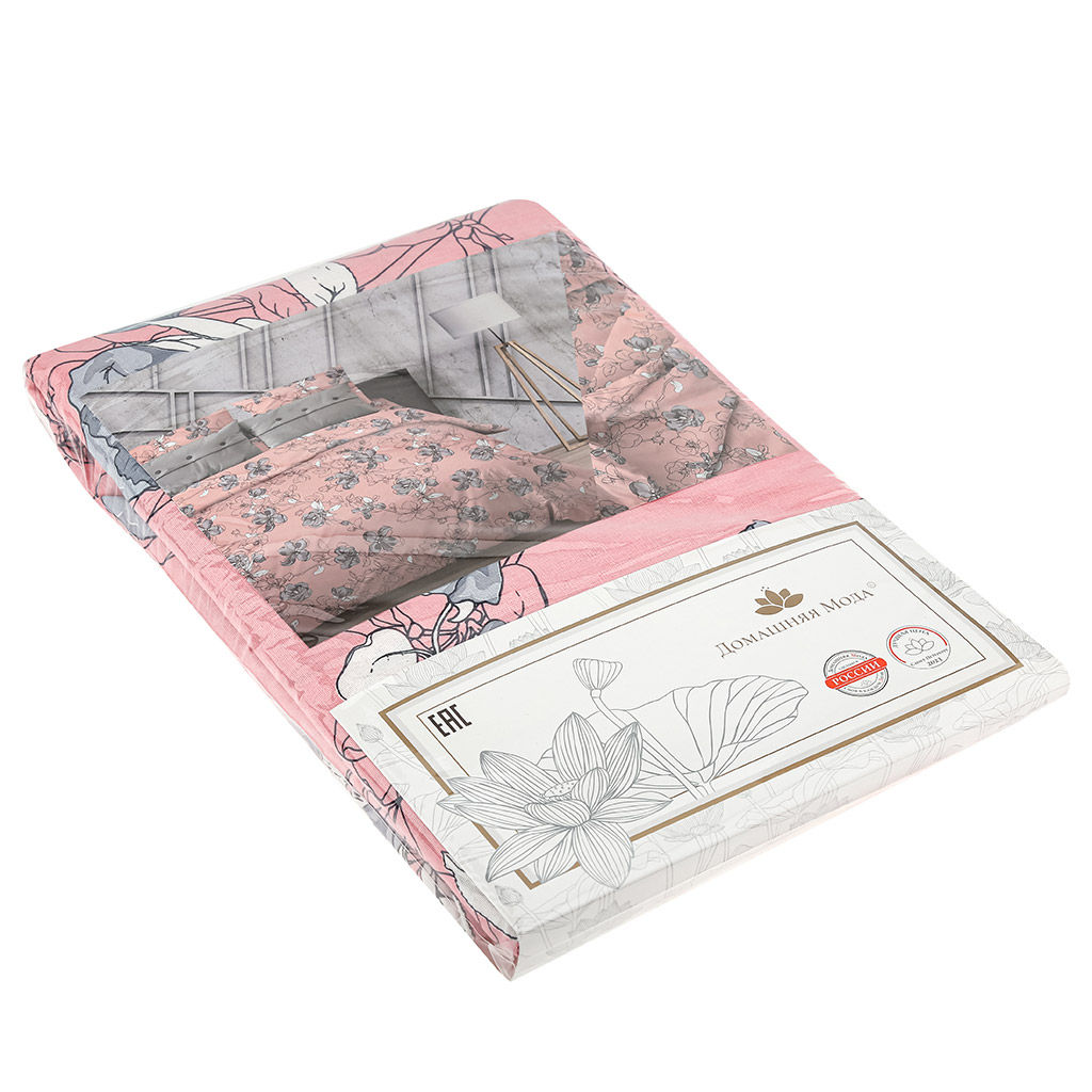 Пододеяльник 2-х спальный на пуговицах Цветы сакуры пудровый 175х215см, бязь Комфорт 121г/м2, хлопок 100%, упаковка классическая ПВХ 28х41см, Домашняя мода (Россия)  фото 2